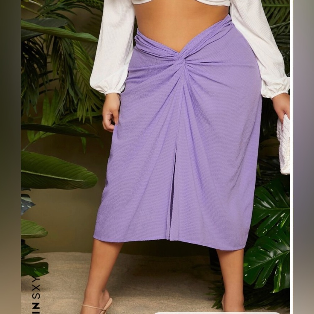 SHEIN SEXY Twist Front Split Skirt LILAC PURPLE